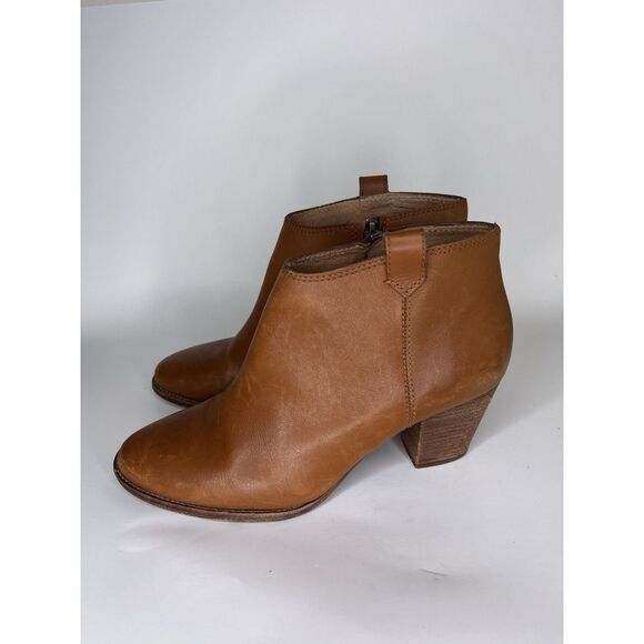 Madewell Brown Leather Side Zip Ankle Heel Booties Boots Women Sz 10M US/41EU - Picture 3 of 11